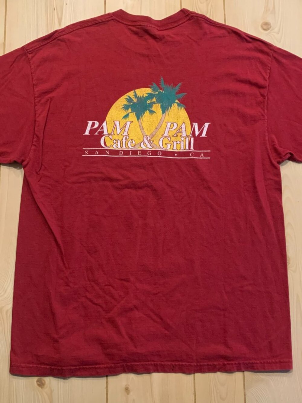 Vintage Y2K Pam Pam Cafe & Grill San Diego California Restaurant Bar T-Shirt XL